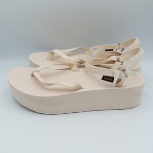 Teva Flatform Universal Sandals Cream Beige Platform Womens 9